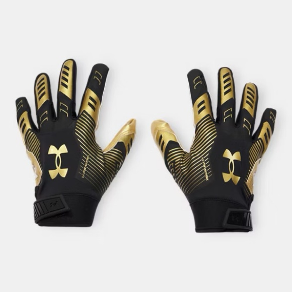 Under Armour Black and Gold Football Gloves